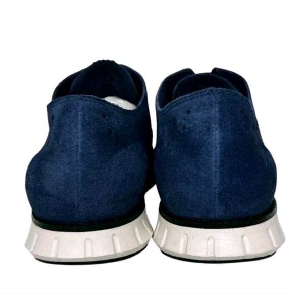 Cole Haan ZERØGRAND Wingtip Oxford Water Resistant Navy Blue Suede Shoe Size 9.5 - Picture 4 of 4